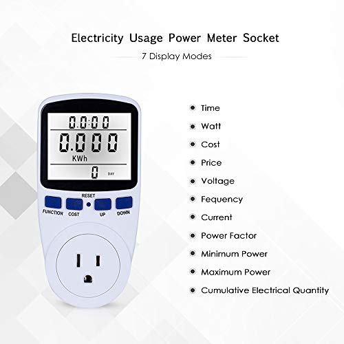 Mufern Visor LCD Uso de eletricidade Medidor de energia Soquete Energia Watt Volt Amps Wattage KWH A