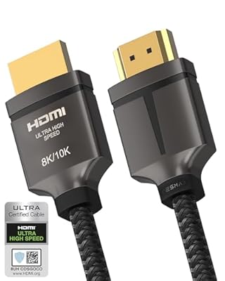 8K HDMI Cable 48Gbps 6.5FT, TESMAX Certified Ultra High Speed 8K60Hz 4K120Hz, HDCP 2.2 2.3 Dynamic HDR HDR10 eARC,Compatible with Dolby Vision Apple TV 4K/Samsung/LG/Sony/Ruko/PS5/Xbox/RTX3080/Blu-ray