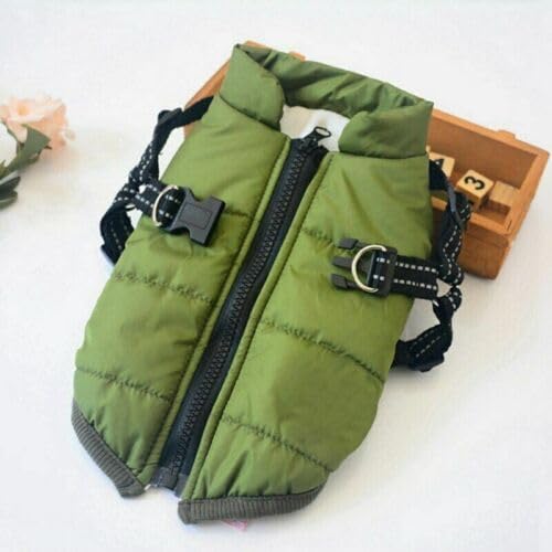 Pet Padded Warm Vest Dog Winter Jacket Waterproof Cold Weather Coats with Harness Built in,2 in 1 Dog Vest With Chest Strap Zipper For Small Medium Large Dogs