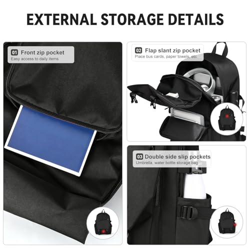 Image of coowoz Casual Daypack Large upgraded version College Laptop Backpack for Men Women Water Resistant Lightweight School Bag Travel Rucksack for Sports High School Middle Bookbag for girls Size L(Black)