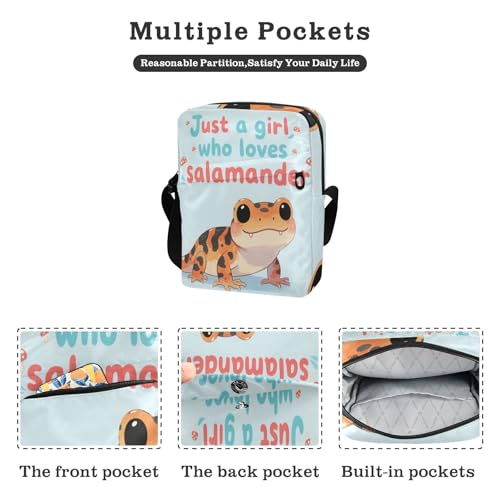 Just A Girl Who Loves Salamander messenger bag for men mens shoulder bags crossbody Cross Body Purse Adjustable Strap for Casual School2
