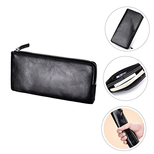 Beaupretty Long Men Wallet Large Capacity Soft Leather Travel Handbag with Zippers Multi Money Storage Pouch for Cards Coins Cash Casual Carry Black4