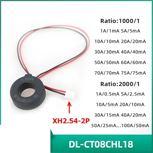 Transformador de corriente toroidal de 50A con cable XH2.54-2P y orificio de 14.5mm 3