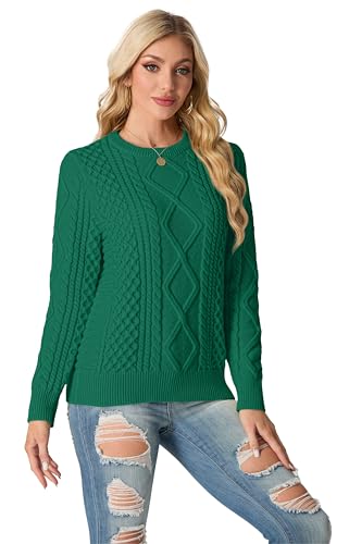 Image of GRECERELLE 2026 Womens Fall Winter Long Sleeve Casual Pullover Sweater Tops | Crewneck, Cable Knit, Chunky, Vintage Style, Anti-static(XS-2XL)
