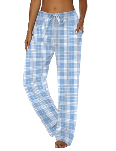 Image of Ekouaer Women Pajama Pants Comfy Pj Bottom with Pockets Stretch Plaid Sleepwear