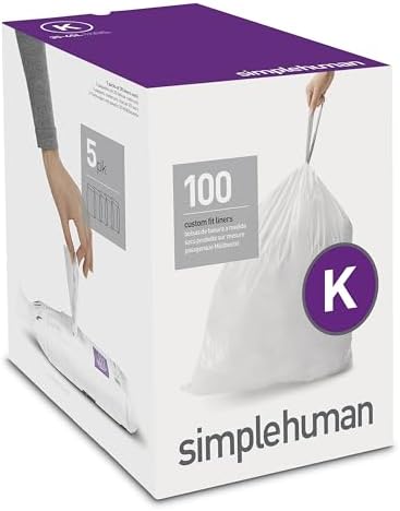 simplehuman Code K Custom Fit Drawstring Trash Bags in Dispenser Packs, 100 Count, 35-45 Liter / 9.2-12 Gallon, White image 5