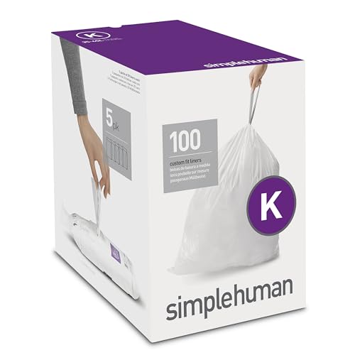 Image of simplehuman Code K Custom Fit Drawstring Trash Bags in Dispenser Packs, 100 Count, 35-45 Liter / 9.2-12 Gallon, White