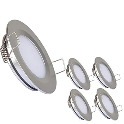 acegoo RV Recessed Ceiling Light 2-3/4” Full Aluminum 12V Dimmable LED Puck Light for Campervan Truck Caravan Boat Roof Under Cabinet Lighting, Flush Mount Cutout 2-1/4" (Sliver,Cool White) 4 Pack