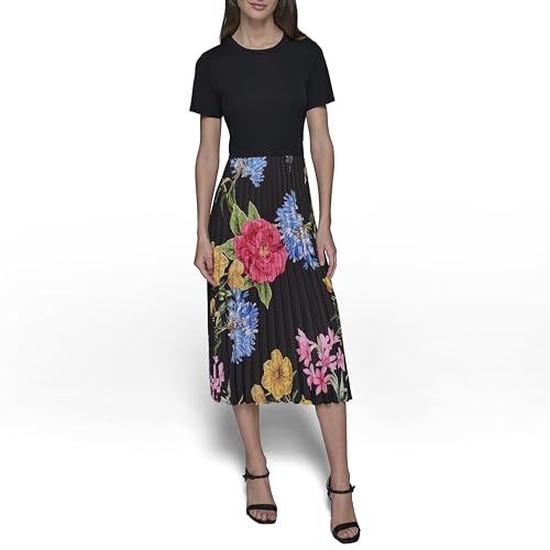 KARL LAGERFELD Women's Printed Pleated Satin Shirt Dress for Casual Elegant Wear Premium Quality 