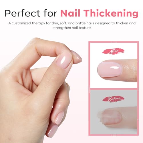 modelones Builder Gel for Nails, Jelly Pink 6 in One Nude Rubber Base Coat Strengthen Apex Building Extension Long Last Protect Soak Off Color Base Gel Manicure for Fragile Nails Art DIY Home Top Coat - Image 6