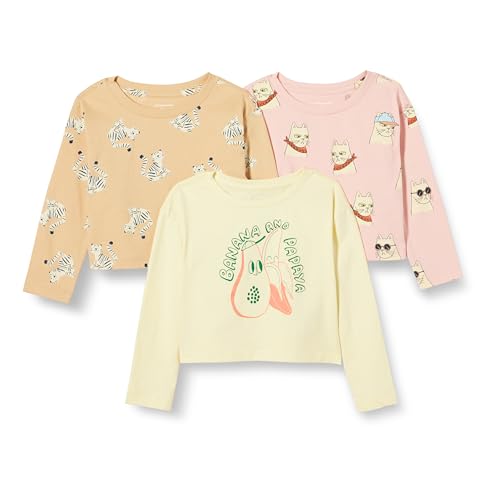 Image of Amazon Essentials Babies, Toddlers and Girls' Long Sleeve Cotton T-Shirts, Pack of 3