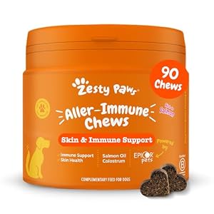 Zesty Paws Allergies & Immunity – Immune System & Skin Support – Dog Treat Supplement – Anti Itch Dog – Salmon Oil & Omega 3-90 Units