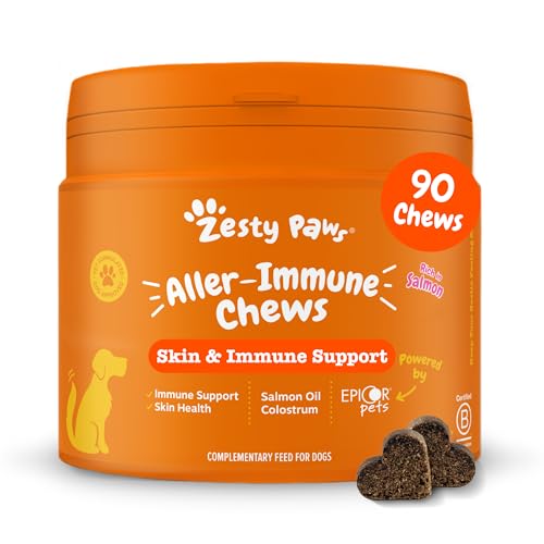 Zesty Paws Allergies & Immunity - Immune System & Skin Support - Dog Treat Supplement - Anti Itch Dog - Salmon Oil & Omega 3-90 Units