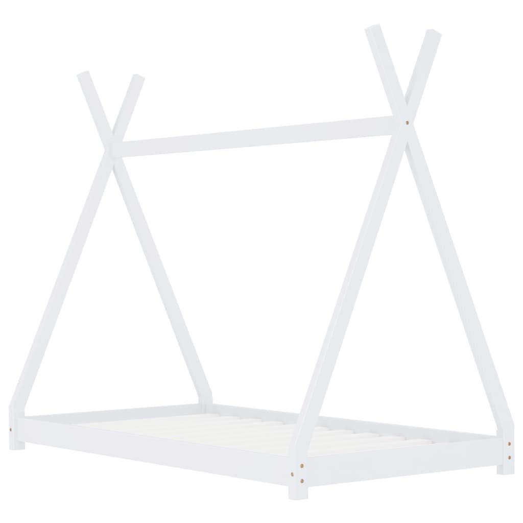 ZEYUAN Kinder-Bettgestell, Bett, Lattenrost, Bettrahmen, Jugendbett, Bed Frame, Futon Bett, Weiß Massivholz Kiefer 70 x 140 cm