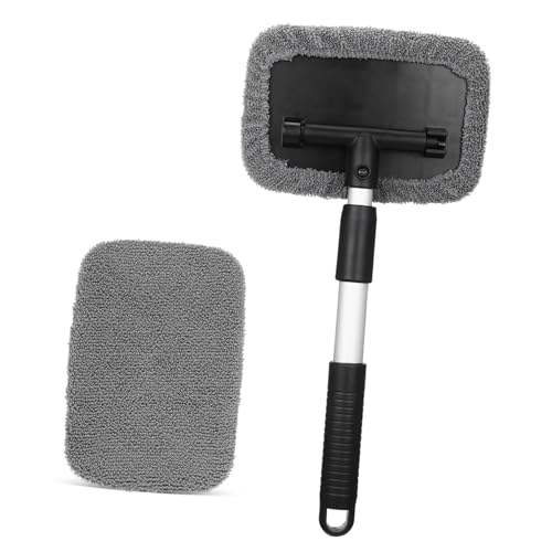 BAZEITFLOW アルミ合伸縮ハンドル搭載カーウィンドウクリーナー 繰り返し使用可能な洗車モップ付き 転式角機能 快適グリップで車内外の窓ガラ