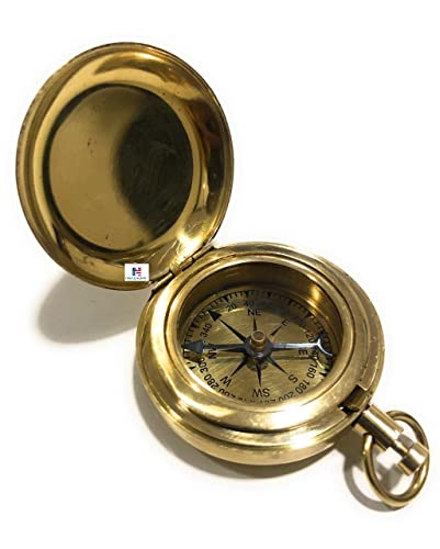 Brújula de bolsillo de latón artesanal portátil miniatura 1