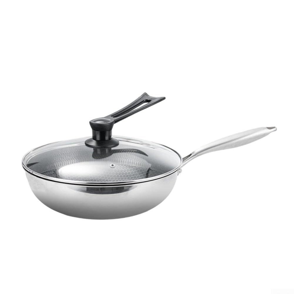 Wok 32 cm en acier triple couche robuste, poêle antiadhésive pour cuisson saine