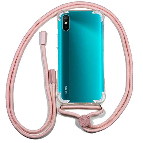 Cool Case for Xiaomi Redmi 9A/9AT Pink Lanyard, transparent