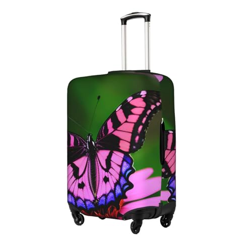Pink Flower Purple Butterfly Tsa Approved Luggage Cover For 18-32 Inch Suitcases Scratch-Resistant Stretch Luggage Cover2
