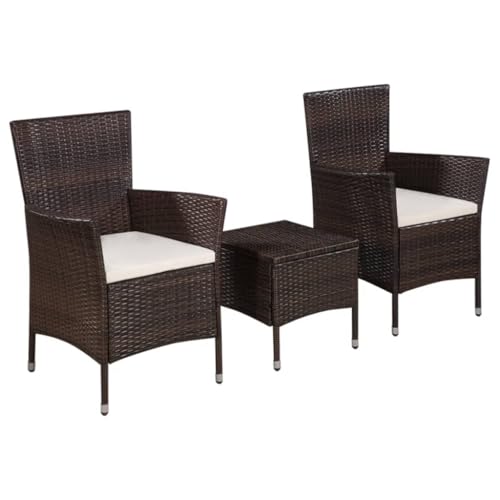 Générique Mobilier de Bistro 3 pcs Résine tressée Marron,Salons de Jardin,44093