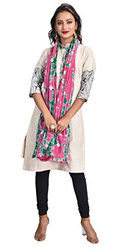 Image of Women's Pure Cotton Multi-Colored Traditional Authentic Tie Dye with Bandhej Bandhani Dupatta Chunni