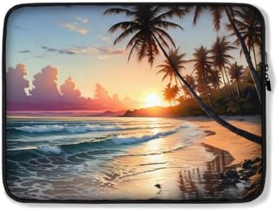 Protective Case Cover Bag for iPad (Regular, Air, Pro 9, 10, 11, 12, 13 inches) Pretty Ocean Beach Beach with Sand and Palm Trees Sunset Design Cute Zippered Sleeve image 5