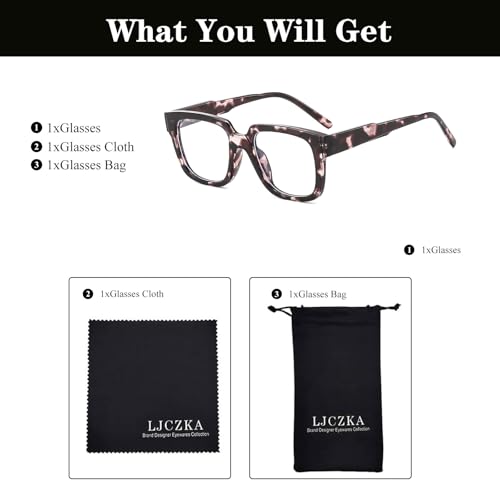 Image of LJCZKA Blue Light Blocking Glasses for Women Men Retro Square Frame Eyeglasses Anti Eyestrain Eyewear Computer Glasses