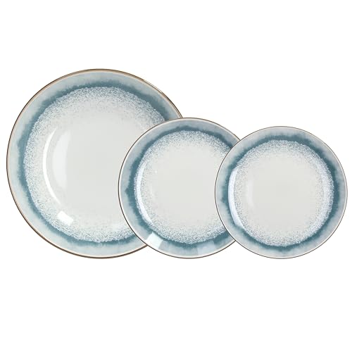 Tognana Oasis - Vajilla de 18 piezas, porcelana, azul claro