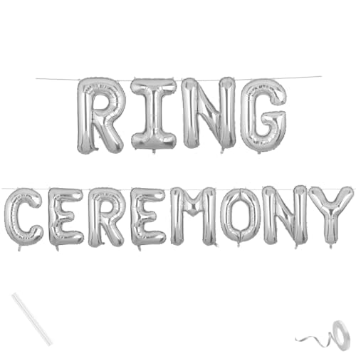 Image of Ring Ceremony Banner Silver for Engagement Wedding Home Boys Girls Men Women Foil Balloon Decoration Decor Celebration