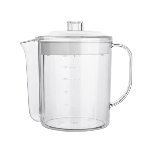 Ciieeo Grease Separating Measuring Cup 1500ml Creative Kitchen Fat Separator Jug with Strainer Microwave Safe Glass Gravy Separator Easy-Read Scale White Cooking Pot