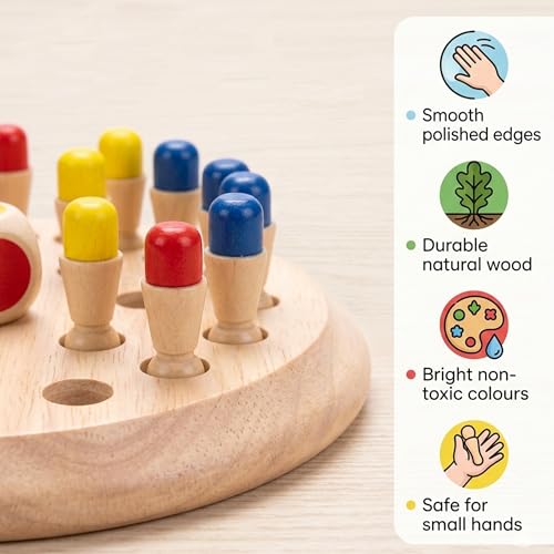 Image of WUDLY Wooden Chess Game for Kids 3-10 Years, Educational Brain Development Puzzle Toy, Memory Matching Board Game, Colorful Match Stick Chess for Boys, Girls & Adults, Eco-Friendly Indoor Games