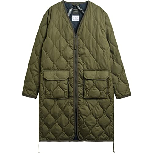 [タイオン・インナーダウン・オフィシャル] ユニセックス ミリタリー Vネックジップ ダウンコート(TAION-101ZML-1LONG) L ダークオリーブ