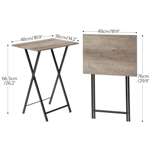 Image of HOOBRO Folding TV Tray Tables, Set of 4 TV Trays with Storage Rack, Industrial Side Table for Eating at Couch, Foldable Snack Table for Small Space, Easy Assembly, Greige and Black BG50BZ01