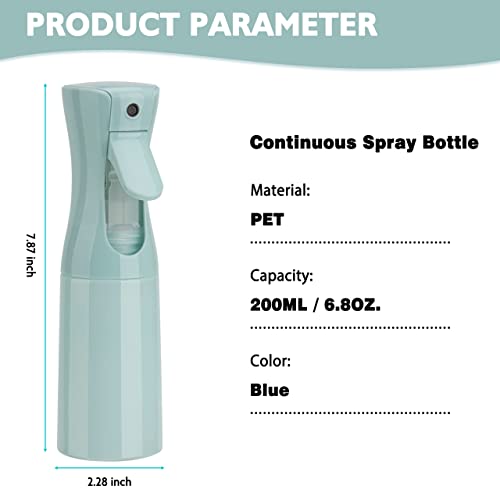 Image of Continuous Hair Mister, 6.8OZ /200ML Fine Mist Spray Bottle for Salons, Barber, Plants, Skin Care, Cleaning (Blue, 1 Pack)