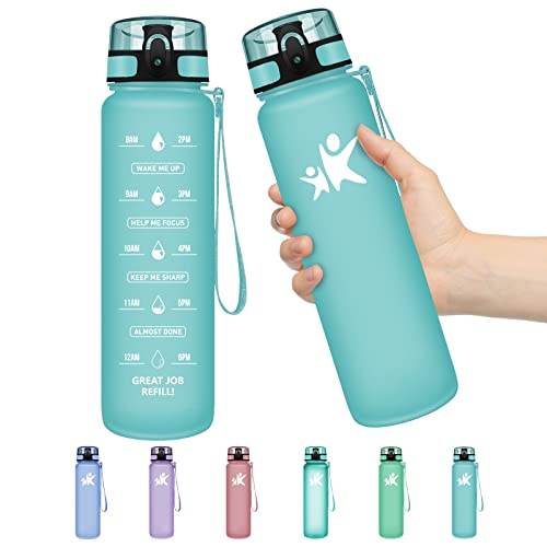 Vikaster Botella Agua, Botella Agua Deporte, Botella Agua 500ml, Botella Agua Motivacional, Botella Agua Niños, Sin BPA & Prueba de Fugas, para Deporte, Gimnasio, Running, Niños, Bicicleta Cover