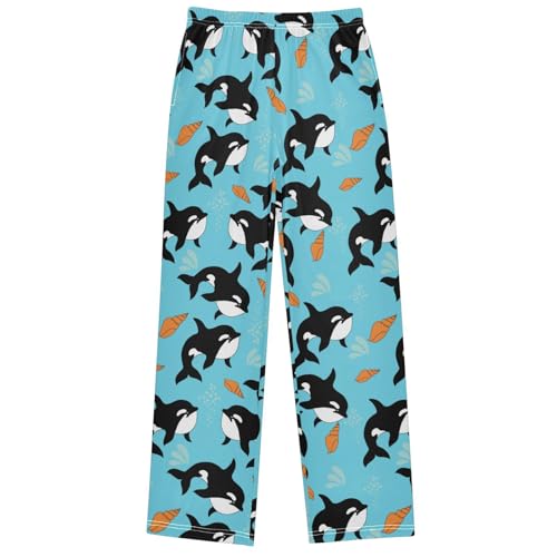 Boy's Pants Black Whale Underwater Sea Life Jogger Pants Elastic Waist Long Bottoms Trousers with Pockets 6-14Y