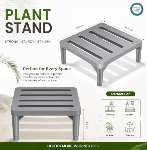 Image of DVI Heavy Duty Grey Plant Stand | Pack of 10 | Strong, Durable, Rust-Proof | Supports Up to 200 Kg | Indoor & Outdoor Use | Pot Stand for Big Size Plants | All Weather Resistant Pot Stand