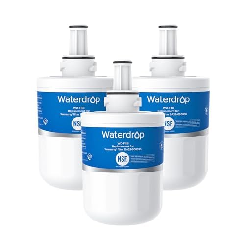 Waterdrop DA29-00003G Refrigerator Water Filter, Replacement for Samsung®, DA29-00003B, DA29-00003A, Aqua-Pure Plus, HAFCU1, RFG237AARS, FMS-1, RS22HDHPNSR, RSG257AARS, 3 Filters (Package Ma