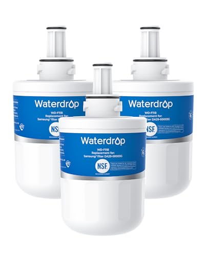 Waterdrop WD-F11B Refrigerator Water Filter Replacement for Samsung DA29-00003G DA29-00003B DA29-00003A Aqua-Pure Plus HAFCU1 RFG237AARS FMS-1 RS22HDHPNSR RSG257AARS 3 Filters