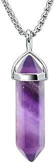 BEADNOVA Amethyst Necklace Gemstone Crystal Necklace for Women Healing Stone pendant Jewelry