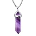 BEADNOVA Natural Amethyst Gemstone Necklace with Stainless Steel Chain 18 inch