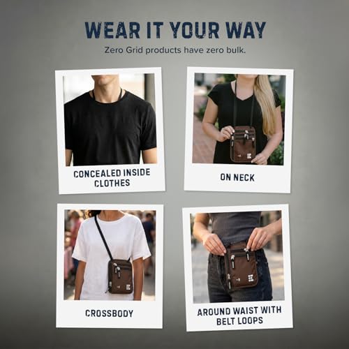 Image of Neck Wallet for Travel & Passport Holder with RFID Blocking - Slim & Easy to Conceal Nylon Travel Pouch for men & women - Holds Phone, Cash, Cards, Keys - Sweat & Water Resistant - Large - Brown