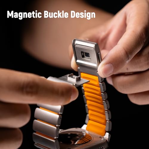 Image of Magnetic Titanium Band Compatible with Apple Watch Ultra 3 /2 /1 Band 49mm Series 11 10 46mm 45mm 44mm 42mm SE 3 /2 /1 9 8 7 6 5 4,Luxury Silicone Dual-Layer Link For iwatch Men Women
