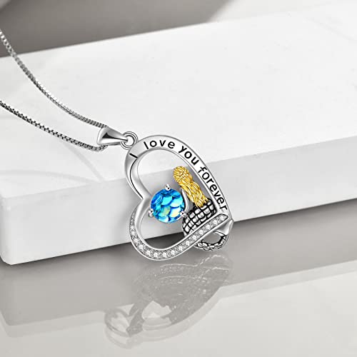 POPKIMI Mermaid Necklace Mermaid Scales 925 Sterling Silver Pendant Mermaid Jewelry I Love You Forever Jewelry Birthday Christmas Gift for Women Girls - Image 6