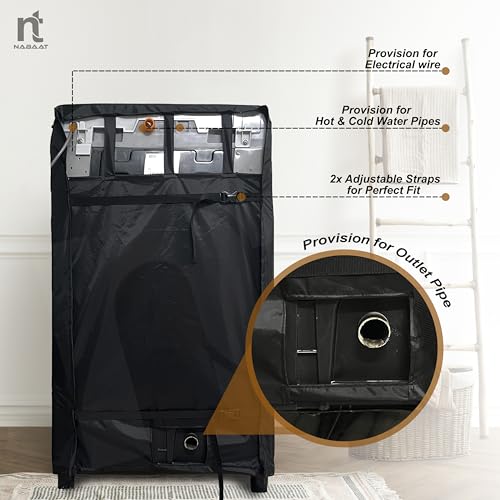 Image of NABAAT Washing Machine Cover for 6kg / 6.5kg / 7kg / 7.5kg Top Load Fully Automatic Waterproof & Dust proof Cover with Adjustable Buckles, Black (WMC-1)