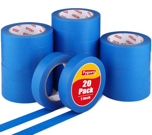 20Rolls Blue Painters Tape 1 Inch Wide Bulk Masking Tape for Wall Painting