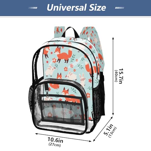 Clear Backpack for School Fox Pattern Transparent Bookbag for Girls See Through PVC Boy Backpacks4