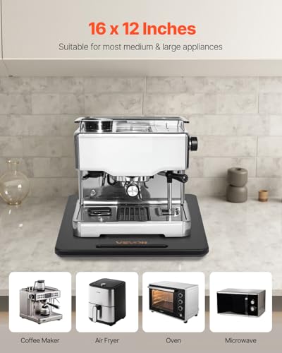 Image of VEVOR Appliance Slider, Large 16 x 12-inch, Rolling Sliding Tray with Silent Rubber Wheels & Hollow Handle, Easy to Clean, Appliance Rolling Tray for Coffee Maker, Kitchen Countertop, Black