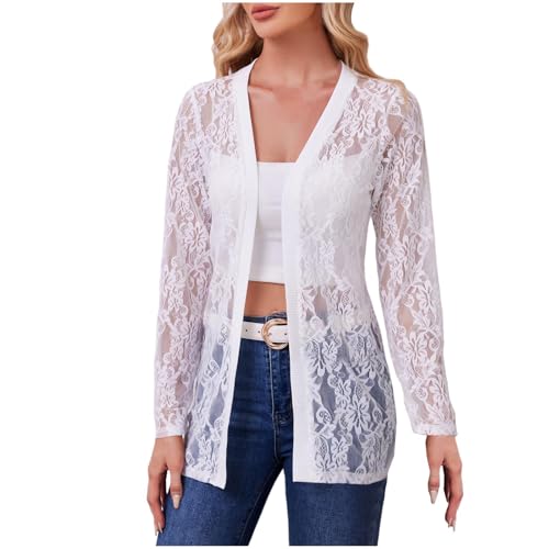 Womens Cut Out Eyelet Cardigan Loose Fit Jacket Outerwear for Women Long Sleeve Lace Fall Winter Coats 2025 Y2K