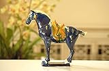 Yuyi Blue Porcelain Horse, Oriental Home Décor, Antique Replica of Tang Dynasty in China, China...